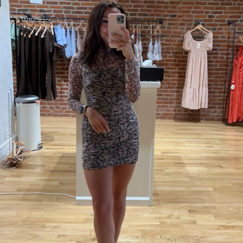Floral Long Sleeve Mini Dress